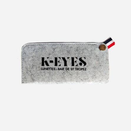 Eyewear case in grey felt with a mottled grey finish