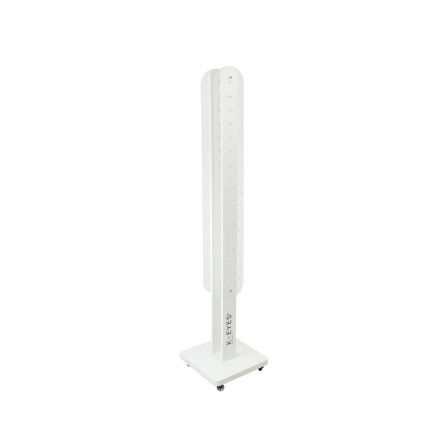White rotating 34 places display on wheels