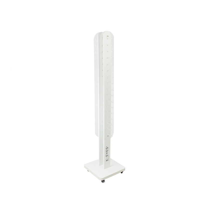 White rotating 34 places display on wheels