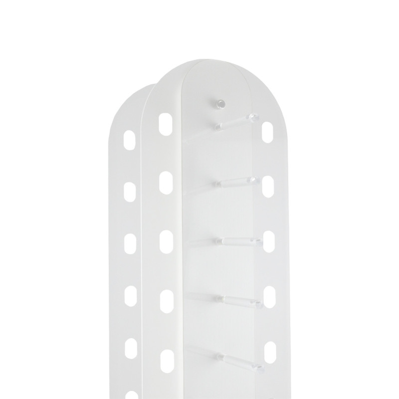 White rotating 34 places display on wheels